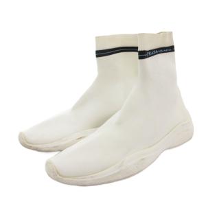 PRADA ソックススニーカー シューズス ハイカット ロゴ 36.5 白 ホワイト /FF GY62