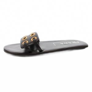 PRADA ハトメ サンダル ゴールドカラー金具 35.5 黒 ブラック /FF GY62