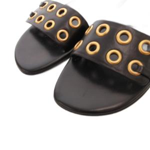 PRADA ハトメ サンダル ゴールドカラー金具 35.5 黒 ブラック /FF GY62