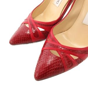 JIMMY CHOO パンプス ハイヒール ポインテッドトゥ レザー 34 赤 レッド /FF GY62