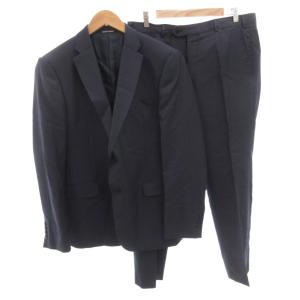 スーツ セットアップ ジャケット パンツ 総柄 シルク混 50 紺 ネイビー /FF GY62