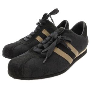 GUCCI スニーカー シューズ ローカット GGキャンバス 34.5 黒 ブラック /FF GY62