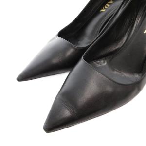 PRADA パンプス ポインテッドトゥ チャンキーヒール 35.5 黒 ブラック /FF GY62