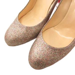 Christian Louboutin グリッター パンプス 38 ブラウン系