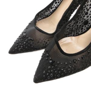 Christian Dior パンプス チュール ビジュー ポインテッドトゥ 35 黒 ブラック /FF GY62