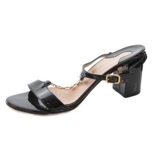 Salvatore Ferragamo ガンチーニ金具 サンダル ストラップ チャンキーヒール 6.5 黒 ブラック /FF GY62