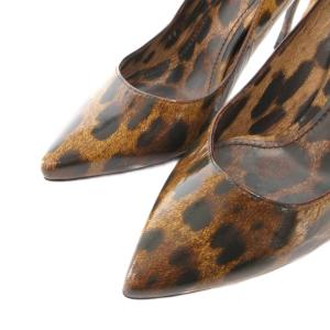 DOLCE&GABBANA パンプス ハイヒール ポインテッドトゥ レオパード柄 38 茶 ブラウン /FF GY62