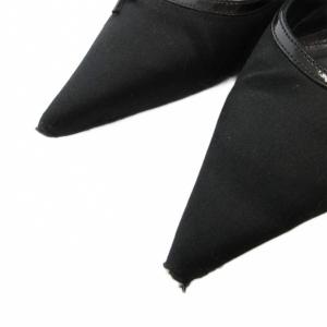 Christian Dior パンプス ポインテッドトゥ ハイヒール ロゴ リボン 34.5 黒 ブラック /FF GY62