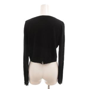 S Max Mara カーディガン シルク混 袖ビーズビジュー ラウンドネック L 黒 ブラック /YJ GY62