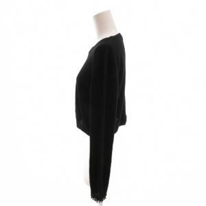 S Max Mara カーディガン シルク混 袖ビーズビジュー ラウンドネック L 黒 ブラック /YJ GY62