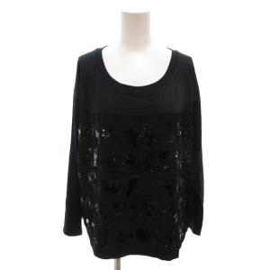 Tシャツ カットソー ロンT スパンコール 切替 長袖 L 紺 ネイビー /FF GY62