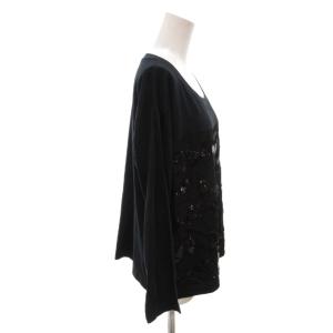 LOUIS VUITTON Tシャツ カットソー ロンT スパンコール 切替 長袖 L 紺 ネイビー /FF GY62