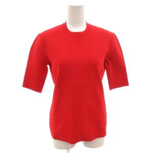 タグ付き Tシャツ カットソー クルーネック ロゴ プレート 七分袖 M 赤 レッド /FF GY62