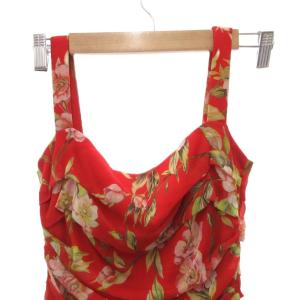 DOLCE&GABBANA ワンピース 花柄 ドレープ シルク 絹 ストレッチ 38 赤 レッド /FF GY62