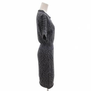 FENDI ニットワンピース ラメ 半袖 ロング ゴムウエスト 40 青 ブルー /FF GY62