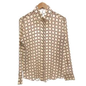 シルク カジュアル チェック シルク 絹 15.5/39 ベージュ /FF GY62