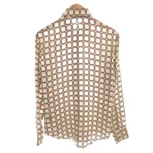 YVES SAINT LAURENT シルク カジュアル チェック シルク 絹 15.5/39 ベージュ /FF GY62