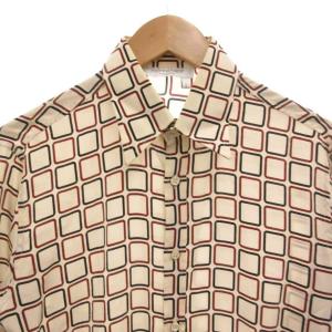 YVES SAINT LAURENT シルク カジュアル チェック シルク 絹 15.5/39 ベージュ /FF GY62