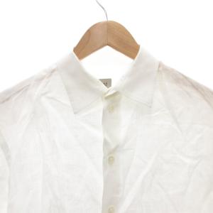 ARMANI COLLEZIONI ワイシャツ ドレス 麻 リネン 長袖 M 白 ホワイト /FF GY62