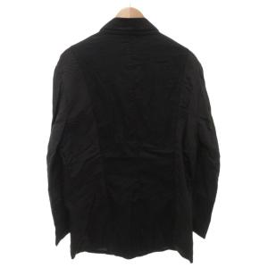 EMPORIO ARMANI テーラードジャケット 麻 リネン 切替 XXL 黒 ブラック /FF GY62