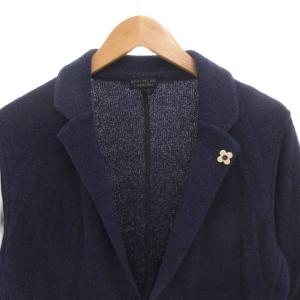 LARDINI ニット テーラードジャケット パイル地 ブートニエール M 紺 ネイビー /FF GY62