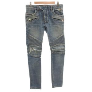 バイカーデニム パンツ ダメージ加工 30 インディゴ
