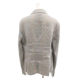 ARMANI COLLEZIONI テーラードジャケット リネン シルク混 シングル 3B 44 ライトブルー ベージュ /YJ GY62
