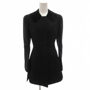 ノーカラーコート Aライン ベロア切替 36 ブラック