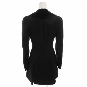 Alexander McQueen ノーカラーコート Aライン ベロア切替 36 ブラック