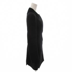 Alexander McQueen ノーカラーコート Aライン ベロア切替 36 ブラック