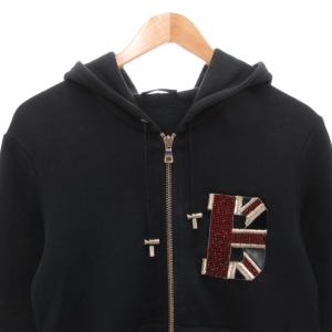BALMAIN Ｂビーズロゴパーカー ジップアップ S ネイビー