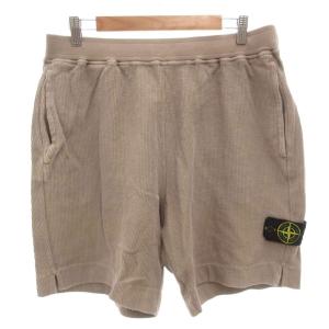 リブニット ハーフパンツ ショーツ ショート ロゴワッペン L ベージュ /FF GY62