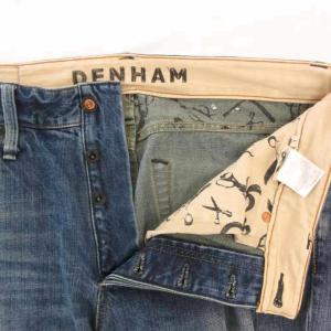 DENHAM デニムパンツ ジーンズ ウォッシュ ボタンフライ L インディゴブルー /YJ GY62