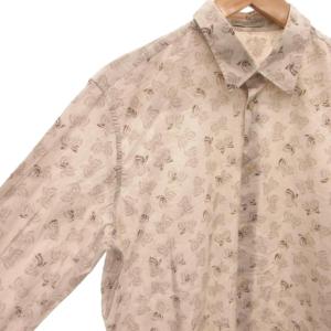 BOTTEGA VENETA コットンシャツ カジュアル 蝶々柄 長袖 42 グレー /FF GY62