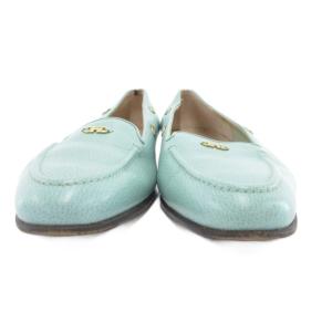 Salvatore Ferragamo ガンチーニ金具 パンプス ローファー シューズ ヒール 6.5 緑 ターコイズグリーン /JS GY62