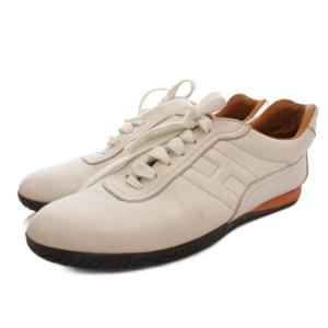 HERMES クイック スニーカー シューズ ローカット 37 レザー 白 ホワイト /FF GY62