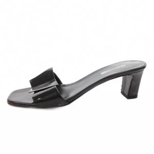 JIL SANDER サンダル ヒール リボンモチーフ ロゴ 37 黒 ブラック /FF GY62
