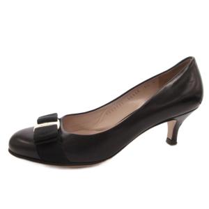 Salvatore Ferragamo ヴァラ リボン パンプス ピンヒール レザー 5.5 黒 ブラック /FF  GY62