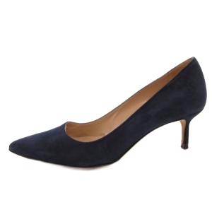 MANOLO BLAHNIK パンプス ポインテッドトゥ スエード ピンヒール 34.5 紺 ネイビー /FF GY62