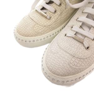 JIMMY CHOO スニーカー シューズ ハイカット クロコ型押し レザー レースアップ 43 白 ホワイト /FF GY62