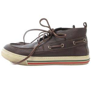 GUCCI シェリーライン ハイカットスニーカー デッキシューズ レザー 6.5C 茶 ブラウン /YJ GY62
