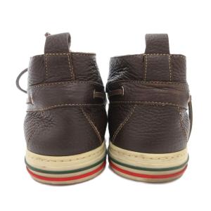 GUCCI シェリーライン ハイカットスニーカー デッキシューズ レザー 6.5C 茶 ブラウン /YJ GY62