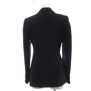 EMPORIO ARMANI セットアップスーツ 36 黒 ブラック ストライプ柄 テーラードジャケット パンツ センタープレス /ML