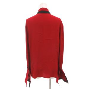 CELINE ヴィンテージ カフス シャツ ブラウス シルク混 長袖 40 赤 レッド /FF GY62