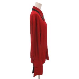 CELINE ヴィンテージ カフス シャツ ブラウス シルク混 長袖 40 赤 レッド /FF GY62