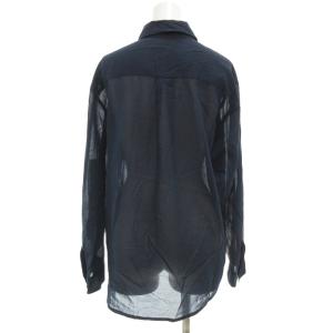theory luxe シアーシャツ 38 紺 ネイビー 長袖 シースルー 胸ポケット ミドル ハーフ丈 /ML GY62
