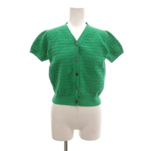 SUMMER EDITION 2011 カーディガン コットンニット 38 半袖 Vネック 緑 グリーン