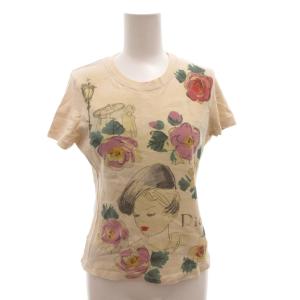 ジョンガリアーノ期 フラワー プリント Tシャツ 44 ベージュ 5A16155202