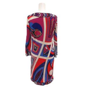 Emilio Pucci ワンピース Vネック 七分袖 ひざ丈 総柄 36 マルチカラー /FF GY62
