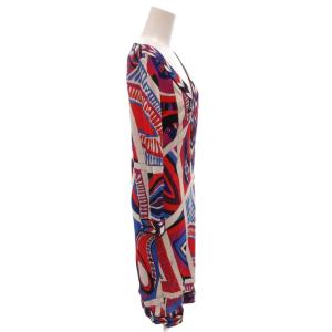 Emilio Pucci ワンピース Vネック 七分袖 ひざ丈 総柄 36 マルチカラー /FF GY62